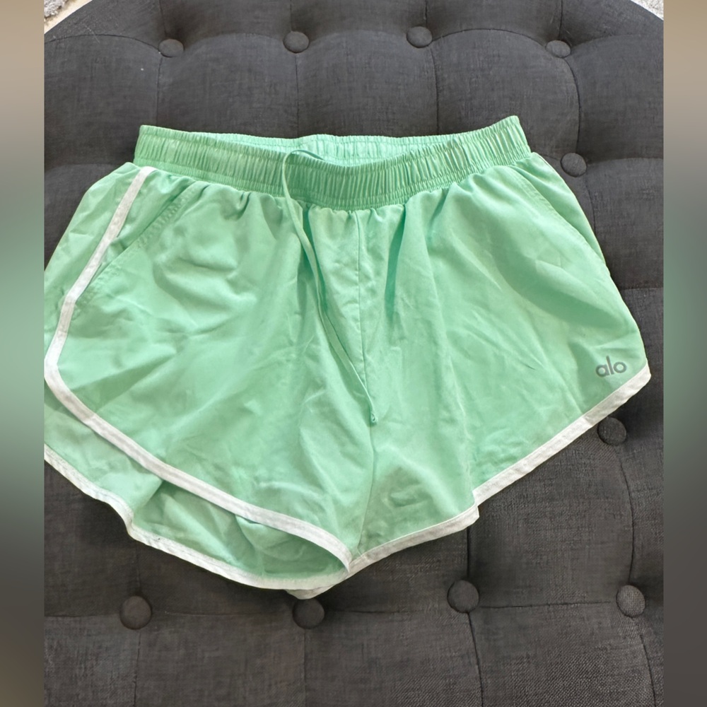 Lime green ALO workout shorts